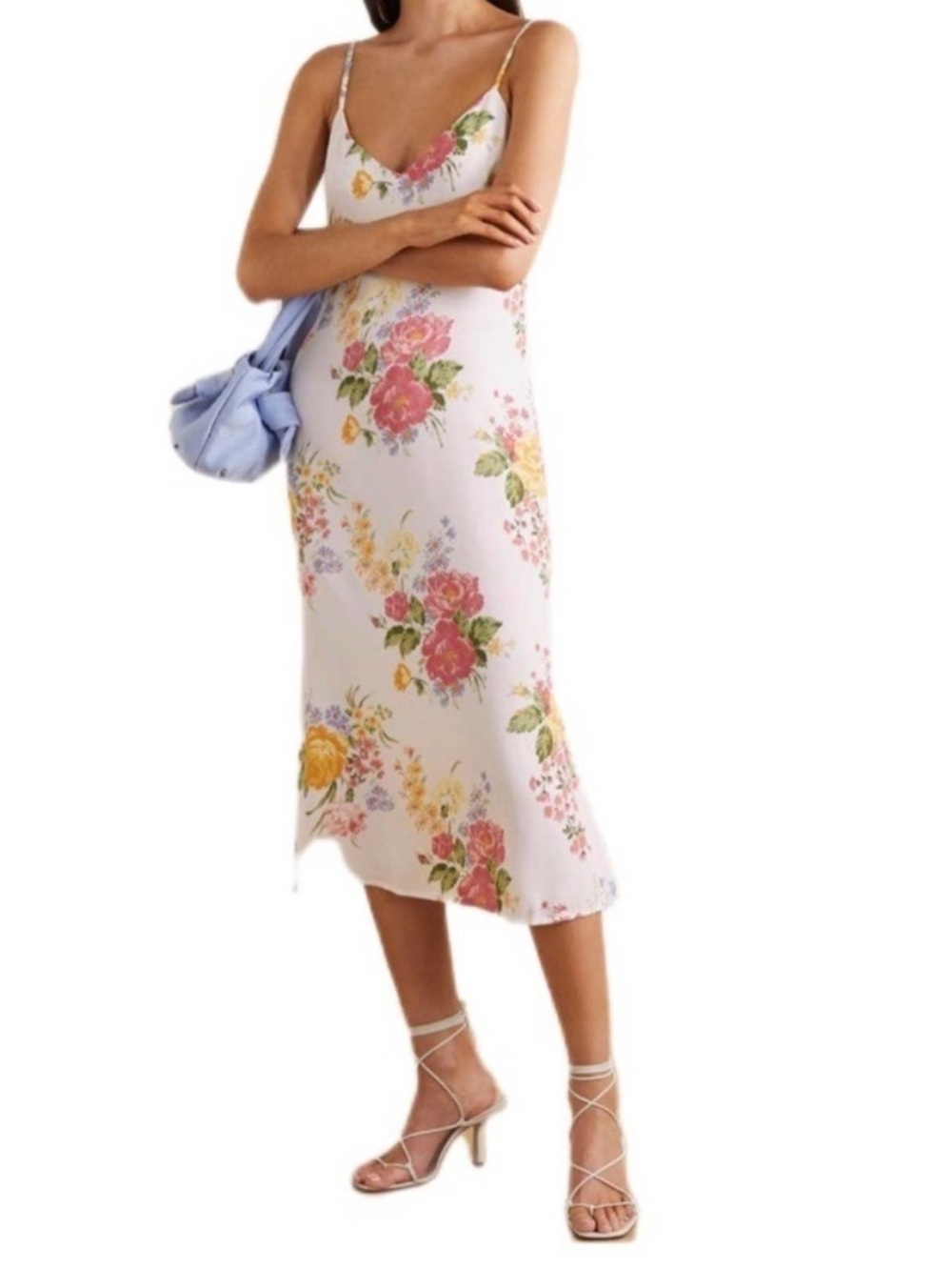 NWT Reformation Boston Bouquet Floral Midi Dress White Pink Size 6 - Picture 3 of 11